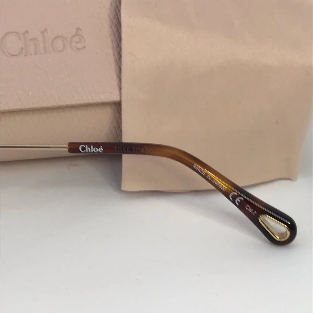 New Authentic Chloe Gold & Green Round Sunglasses HANAH COLLECTION